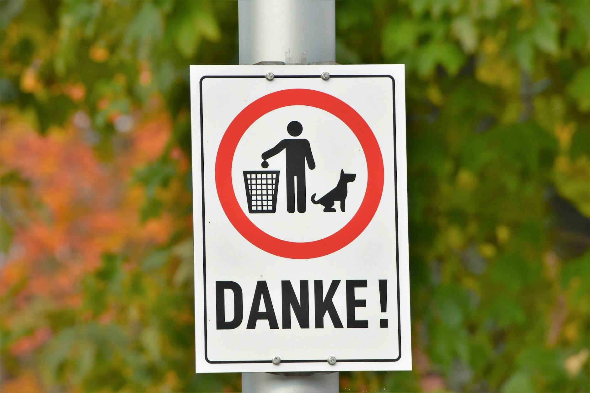 Tablica w niemieckim parku z prośbą o sprzątanie psich odchodów